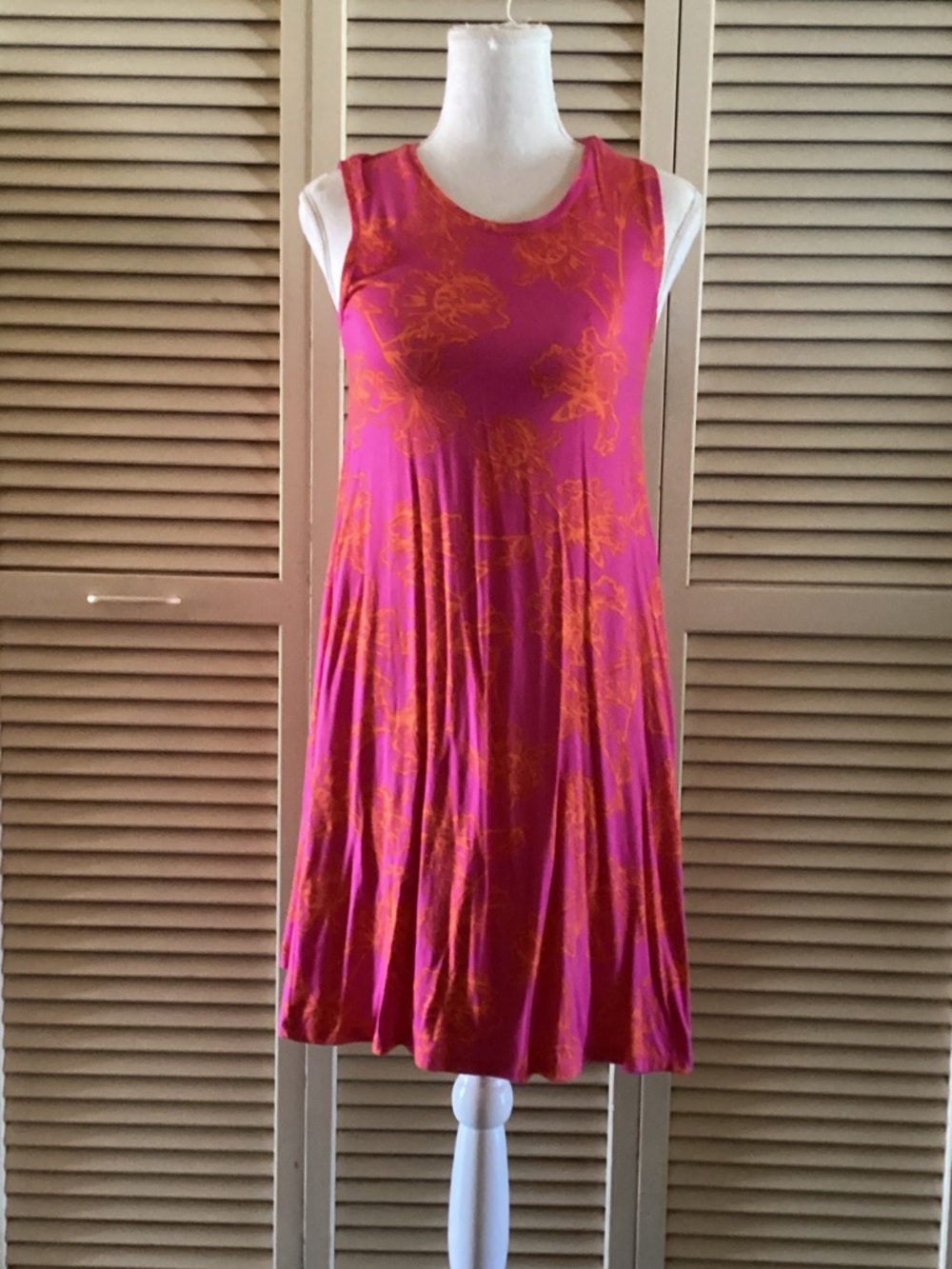 Style & Co. Magenta Midi Dress with Orange Floral Pattern